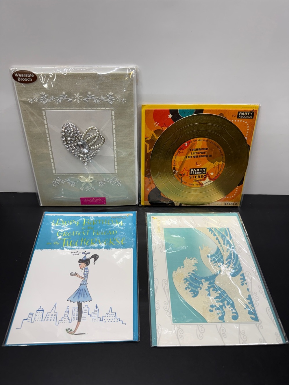 Papyrus Gold Record & Aqua Blue Greeting Cards Assortment
